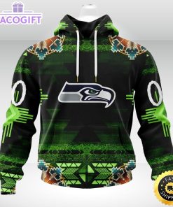 personalized nfl seattle seahawks hoodie special native costume design 3d unisex hoodie