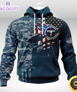 personalized nfl tennessee titans hoodie special navy camo veteran design 3d unisex hoodie