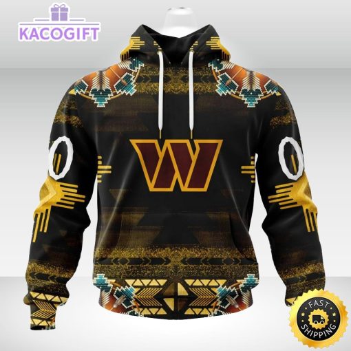 personalized nfl washington commanders hoodie special native costume design 3d unisex hoodie