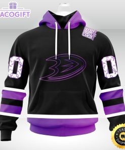 personalized nhl anaheim ducks hoodie special black hockey fights cancer unisex hoodie