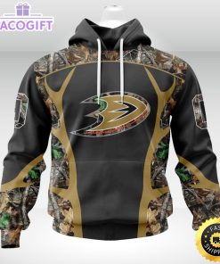 personalized nhl anaheim ducks hoodie special camo hunting design unisex 3d hoodie