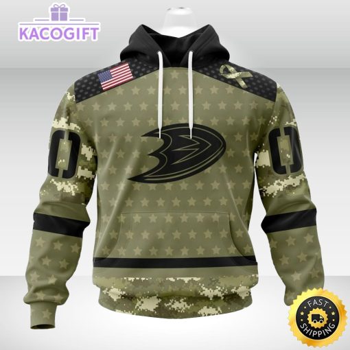 personalized nhl anaheim ducks hoodie special camo military appreciation unisex hoodie