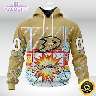 personalized nhl anaheim ducks hoodie with ice hockey arena 3d unisex hoodie