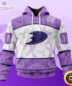 personalized nhl anaheim ducks special lavender hockey fights cancer all over print unisex 3d hoodie