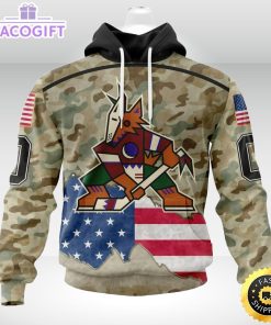 personalized nhl arizona coyotes hoodie camo unisex 3d hoodie