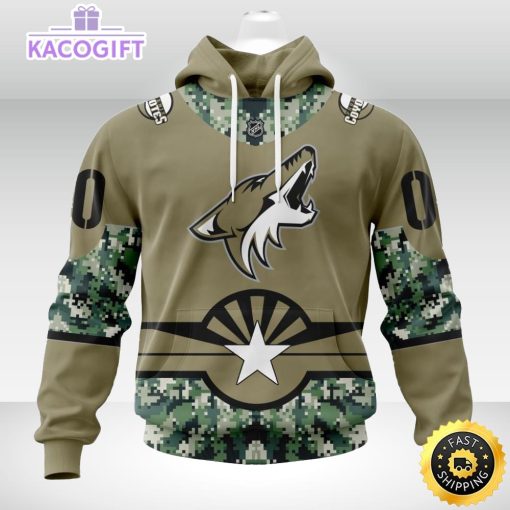 personalized nhl arizona coyotes hoodie military camo with city or state flag 3d unisex hoodie