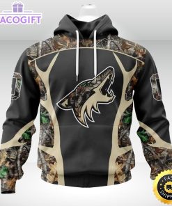 personalized nhl arizona coyotes hoodie special camo hunting design unisex 3d hoodie