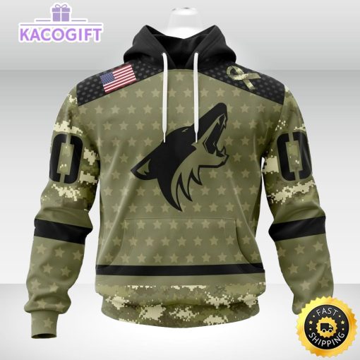 personalized nhl arizona coyotes hoodie special camo military appreciation unisex hoodie