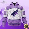 personalized nhl arizona coyotes special lavender hockey fights cancer all over print unisex 3d hoodie