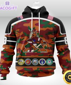 personalized nhl arizona coyotescamo patternand all military force logo 3d unisex hoodie