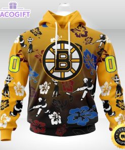 personalized nhl boston bruins hoodie hawaiian style design for fans unisex 3d hoodie