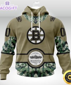 personalized nhl boston bruins hoodie military camo with city or state flag 3d unisex hoodie