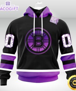 personalized nhl boston bruins hoodie special black hockey fights cancer unisex hoodie
