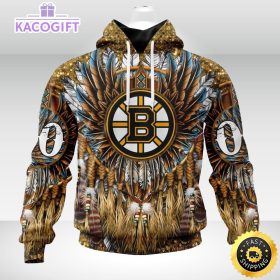 personalized nhl boston bruins hoodie special native hat costume design unisex 3d hoodie