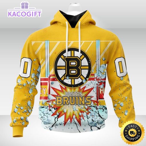 personalized nhl boston bruins hoodie with ice hockey arena 3d unisex hoodie