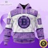 personalized nhl boston bruins special lavender hockey fights cancer all over print unisex 3d hoodie