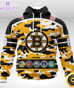 personalized nhl boston bruinscamo patternand all military force logo 3d unisex hoodie
