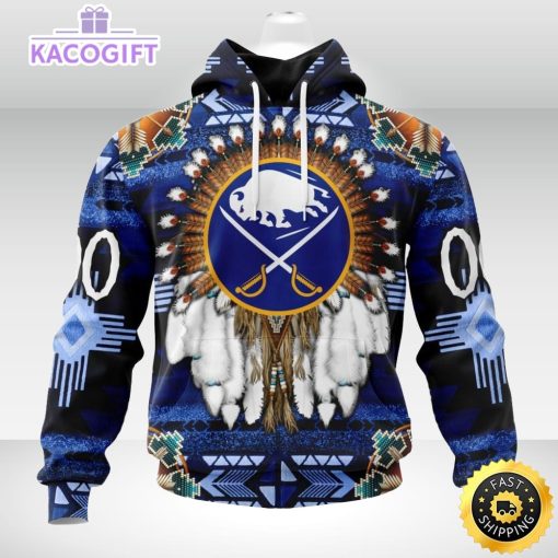 personalized nhl buffalo sabres hoodie special native hat costume design 3d unisex hoodie