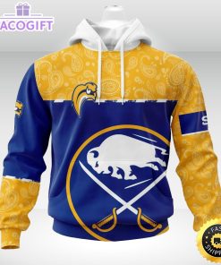 personalized nhl buffalo sabres hoodie specialized hockey with paisley unisex 3d hoodie