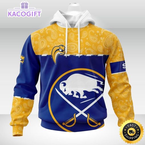 personalized nhl buffalo sabres hoodie specialized hockey with paisley unisex 3d hoodie