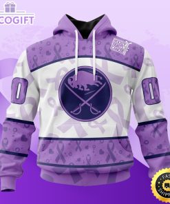 personalized nhl buffalo sabres special lavender hockey fights cancer all over print unisex 3d hoodie