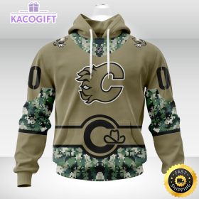 personalized nhl calgary flames hoodie military camo with city or state flag 3d unisex hoodie