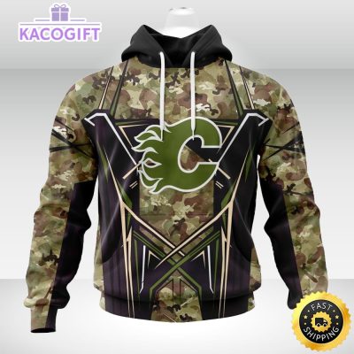 personalized nhl calgary flames hoodie special camo color design unisex 3d hoodie