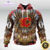 personalized nhl calgary flames hoodie special native hat costume design unisex 3d hoodie