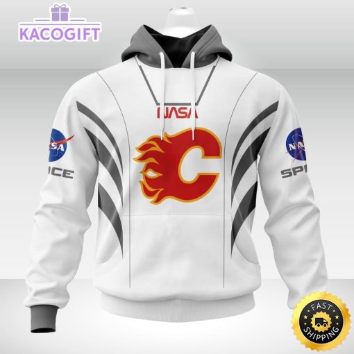 personalized nhl calgary flames hoodie special space force nasa astronaut unisex 3d hoodie