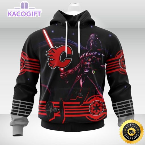 personalized nhl calgary flames hoodie specialized darth vader version jersey 3d unisex hoodie