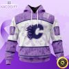 personalized nhl calgary flames special lavender hockey fights cancer all over print unisex 3d hoodie