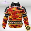 personalized nhl calgary flamescamo patternand all military force logo 3d unisex hoodie