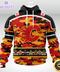 personalized nhl calgary flamescamo patternand all military force logo 3d unisex hoodie