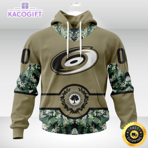 personalized nhl carolina hurricanes hoodie military camo with city or state flag 3d unisex hoodie