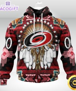 personalized nhl carolina hurricanes hoodie special native hat costume design 3d unisex hoodie