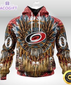 personalized nhl carolina hurricanes hoodie special native hat costume design unisex 3d hoodie