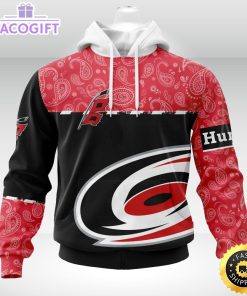 personalized nhl carolina hurricanes hoodie specialized hockey with paisley unisex 3d hoodie