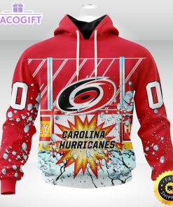 personalized nhl carolina hurricanes hoodie with ice hockey arena 3d unisex hoodie