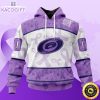 personalized nhl carolina hurricanes special lavender hockey fights cancer all over print unisex 3d hoodie