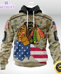 personalized nhl chicago blackhawks hoodie camo unisex 3d hoodie