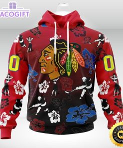 personalized nhl chicago blackhawks hoodie hawaiian style design for fans unisex 3d hoodie