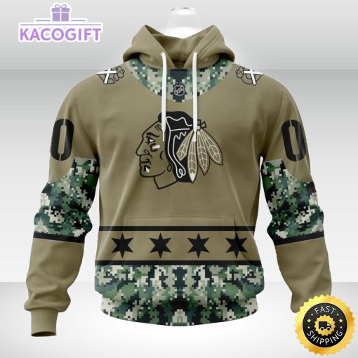 personalized nhl chicago blackhawks hoodie military camo with city or state flag 3d unisex hoodie