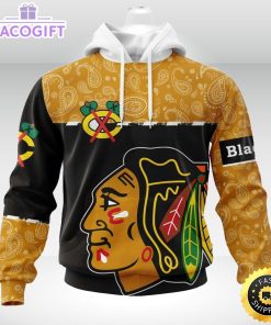 personalized nhl chicago blackhawks hoodie specialized hockey with paisley unisex 3d hoodie