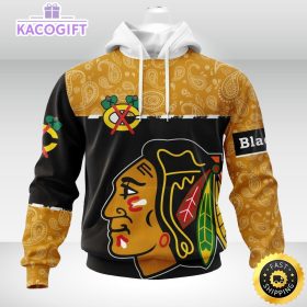 personalized nhl chicago blackhawks hoodie specialized hockey with paisley unisex 3d hoodie