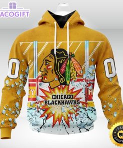 personalized nhl chicago blackhawks hoodie with ice hockey arena 3d unisex hoodie