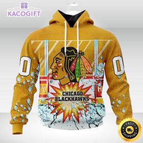 personalized nhl chicago blackhawks hoodie with ice hockey arena 3d unisex hoodie