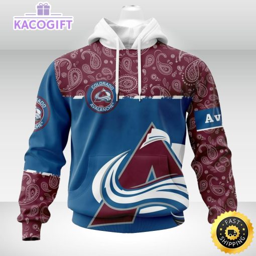 personalized nhl colorado avalanche hoodie specialized hockey with paisley unisex 3d hoodie