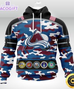 personalized nhl colorado avalanchecamo patternand all military force logo 3d unisex hoodie
