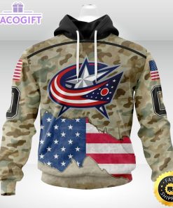 personalized nhl columbus blue jackets hoodie camo unisex 3d hoodie