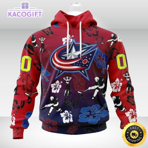 personalized nhl columbus blue jackets hoodie hawaiian style design for fans unisex 3d hoodie